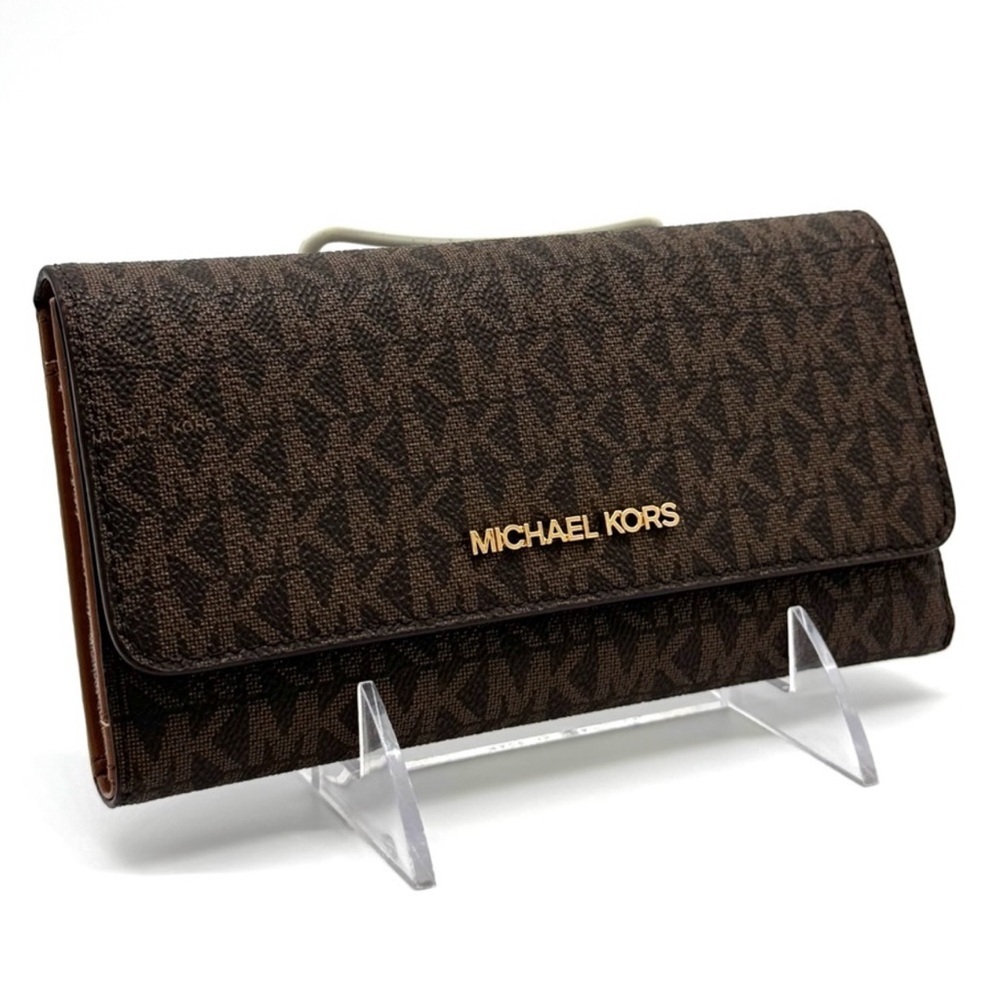 Michael Kors Large Trifold Wallet Brown Signature